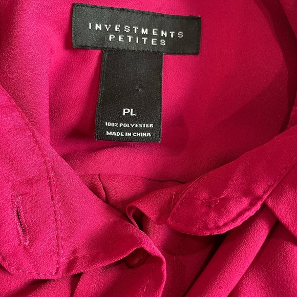 Investments Petites Pink Button Down Long Sleeve Shirt PL - Picture 5 of 5